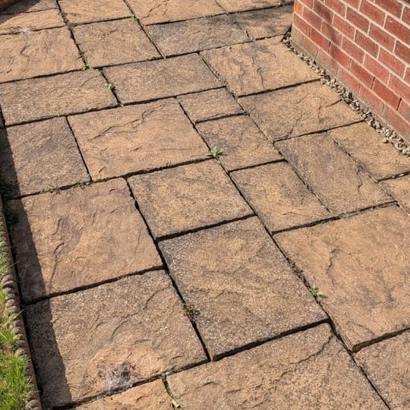 Before: Riven concrete patio clean, Wigan