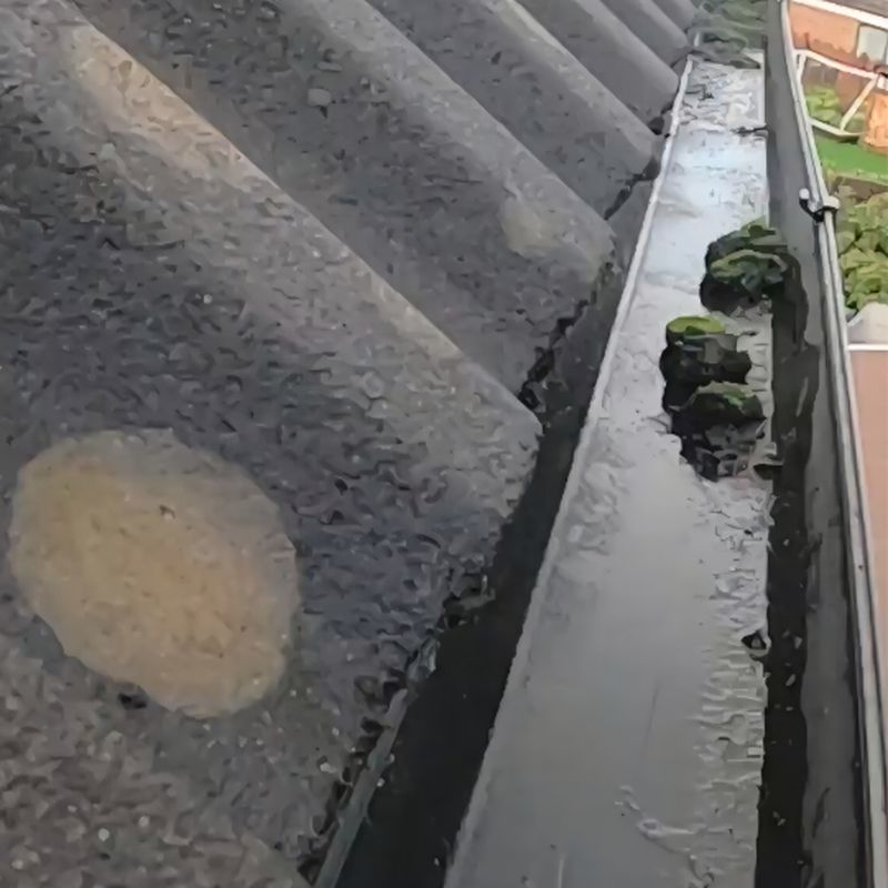 Before: Gutter clearing, moss clumps, Warrington