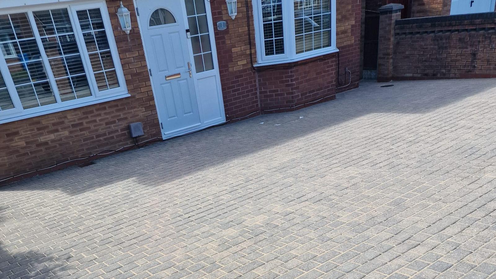 Block paving driveway after cleaning