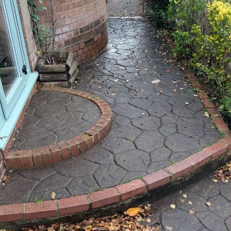Before: Pattern imprinted concrete path clean, Culcheth