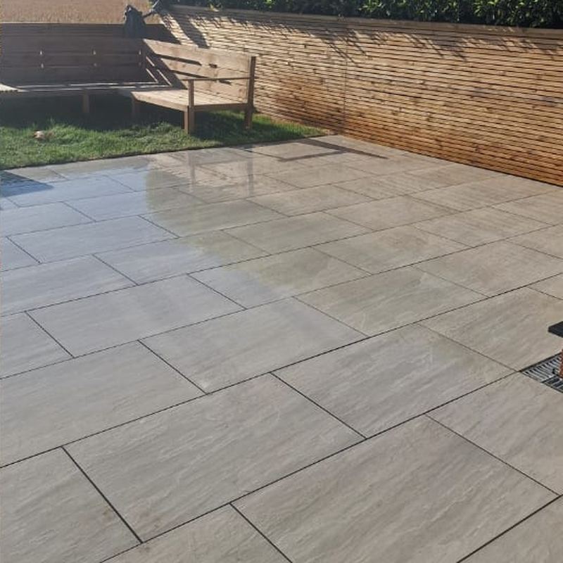 After: Large porcelain patio clean, Golborne