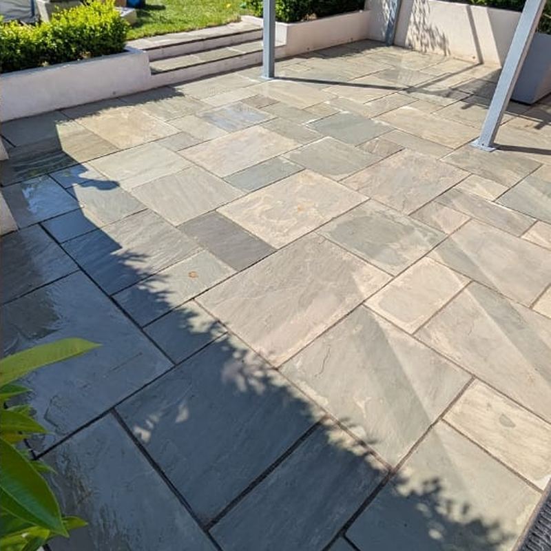 After: Indian sandstone patio clean, Stockton Heath
